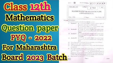 12th Mathematics & Statistics Board Question Paper 2022 | Maharashtra Board