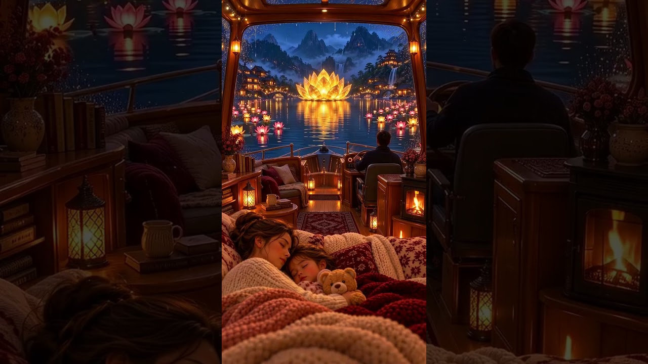 Cozy Riverboat in the Rain 🪷 Glowing Lotus Lantern Lake