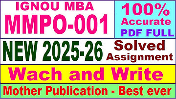 MMPO 001 solved assignment 2025-26 in English || mmpo 001 solved assignment 2026 || ignou mmpo1
