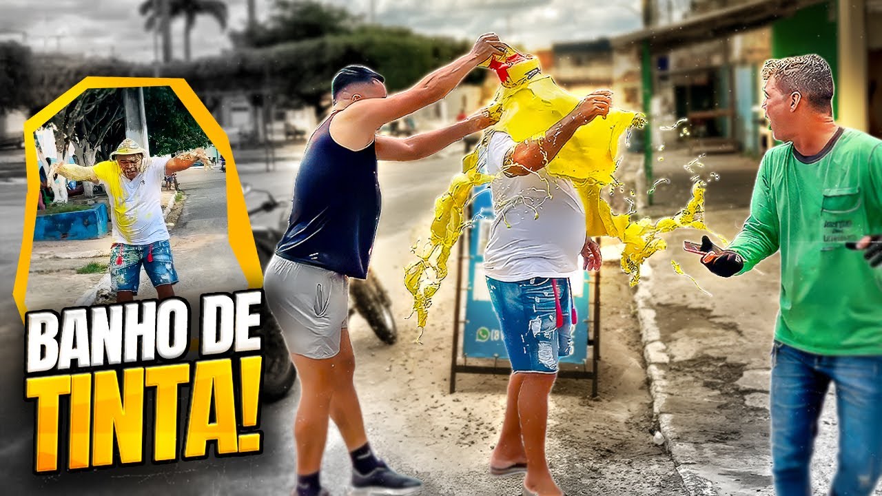 ERIK DEU UM BANHO DE TINTA EM GALO CEGO NO MEIO DA RUA 😱🤣 | GALO CEGO