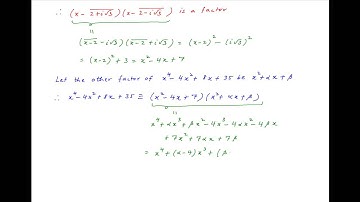 Solve the equation x^4 - 4x^2 + 8x + 35 = 0 having one root as 2 + i*sqrt(3).