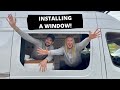 Cutting The BIGGEST HOLE In Our Van | Installing A Sliding Door Window In A 2020 Sprinter