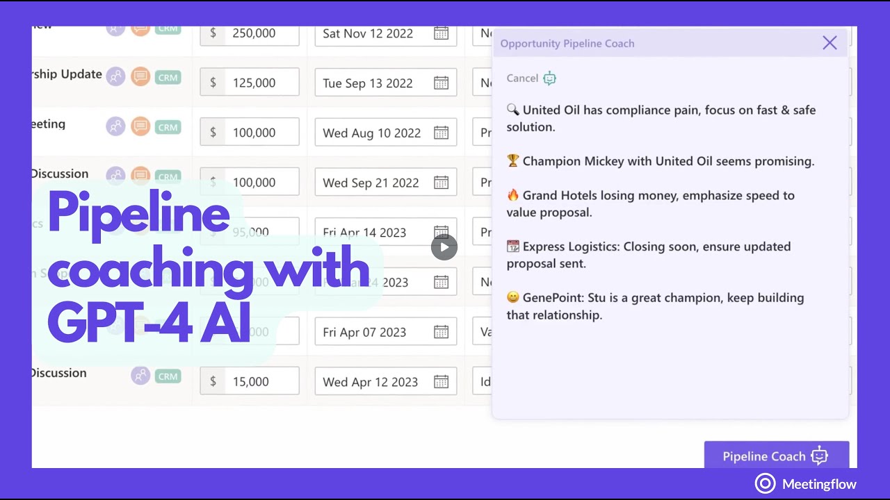 GPT-4 for Sales Pipelines -  We turned OpenAI's GPT 4 into a Sales Pipeline coach!
