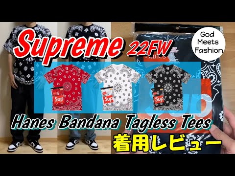 Supreme Hanes Bandana Tagless Tees (2 Pack)の着用レビュー