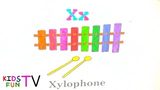Coloring Pages How To Color Xylophone Drawing Alphabet X For Kids Fun Learning