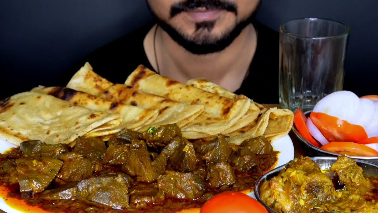 EATING MUTTON LIVER CURRY+MUTTON NALLI WITH PARATHA EATING MUKBANG VIDEO 