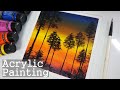 Acrylic painting for beginners #35 - Easy &amp; Simple sunset painting - Step by step