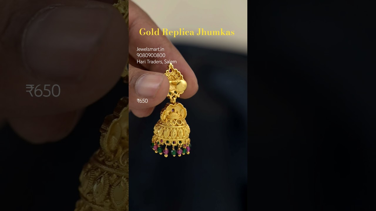 REAL GOLD POLISH Jhumka Earrings | Temple Inspired Party Wear 