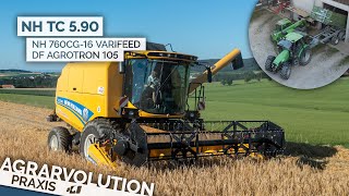 New Holland TC5.90 + 760CG-16 Varifeed • Harvesting barley | Agrarvolution Praxis