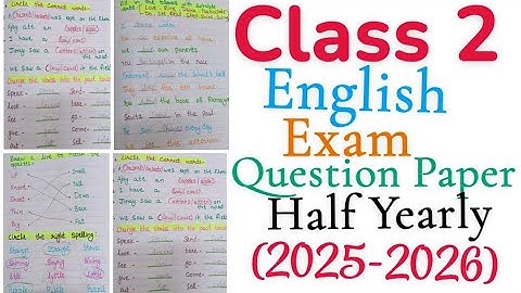 Class 2 English Half Yearly Exam Question Paper 2025-2026|Class 2 English Grammar worksheet