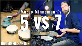 Marco Minnemann's 5 vs 7 drum challenge (DRUMEO) by DrummerMartijn