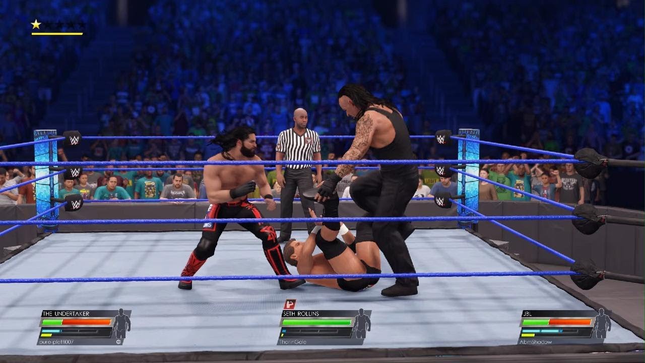 WWE 2K22_Undertaker vs Seth Rollins vs JBL Epic Match Double Choke slam