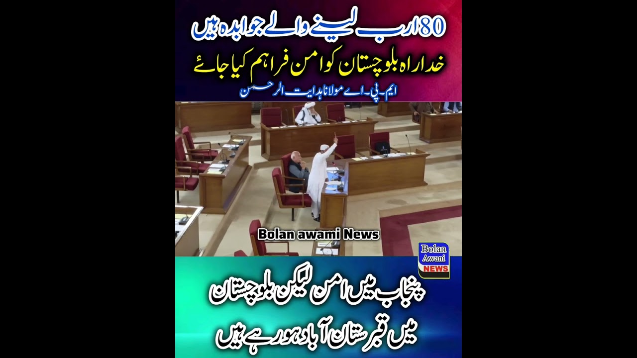 مولانا ہدایت الرحمن کا بلوچستان اسمبلی میں خطاب 