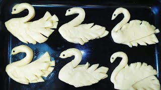 Two variants of SWAN buns. SWAN buns made of yeast dough.