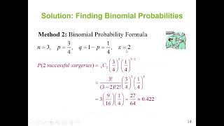 Find binomial probabilities, mean, variance, and standard deviation of a binomial prob. distribution