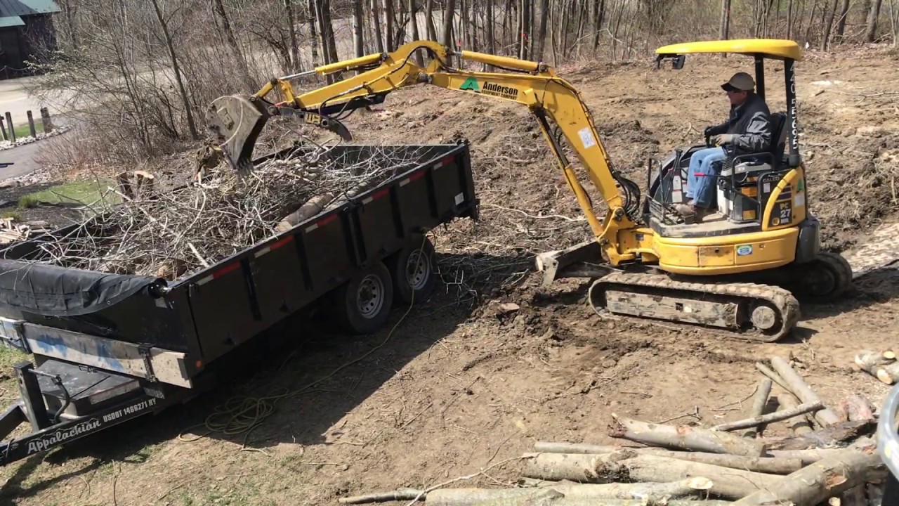 Tree Removal with Komatsu PC27 - YouTube