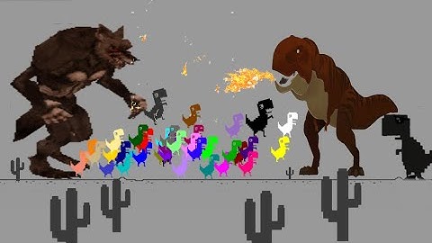 Chrome Dinosaur Game marble race - Escape the Werewolf -  Survival Race in Algodoo