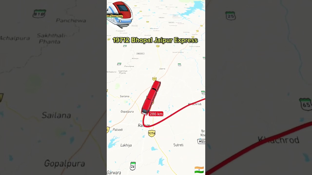 19712 Bhopal Jaipur Express Daily Bhopal To Ajmer Best Train On Map 