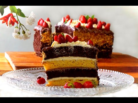 Strawberry cake day \u0026 night. მარწყვის ტორტი დღე და ღამე. Клубничный торт день и ночь