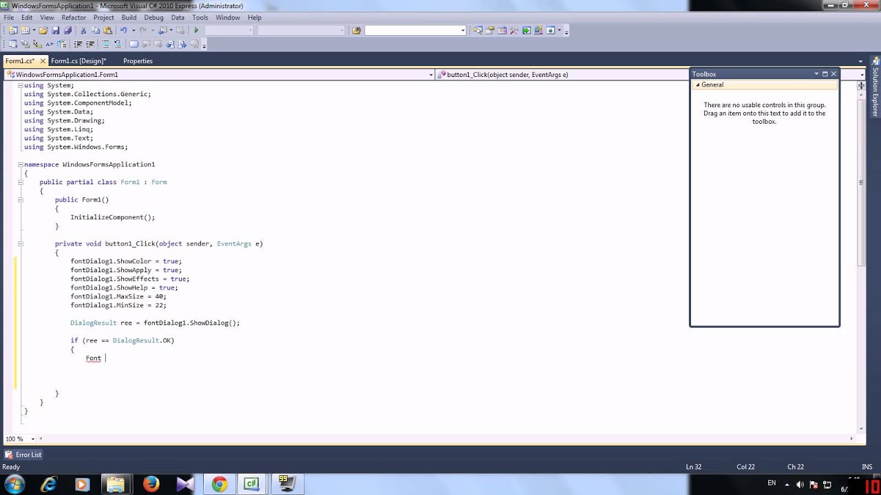 LEARNING C# Control FontDialog - YouTube