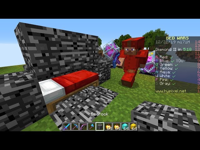 Minecraft Bedwars Red Player Attacking Blue Player · Creative Fabrica