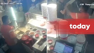 Teen Flips Tray At Hawker At Sengkang Coffeeshop