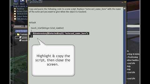 CTER Second Life Tutorial:  Notecard