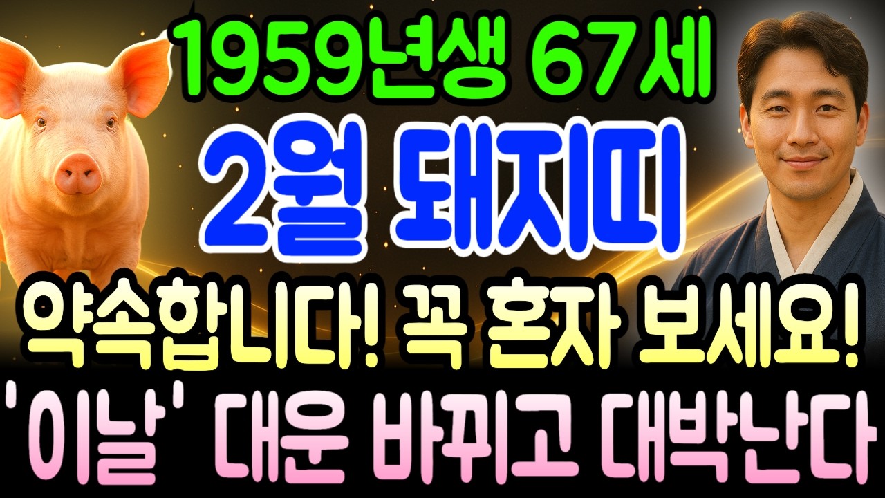 기해년 돼지띠 1959년생 67세 2월 병오년운세 