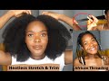 African Threading and Trim| Easy no heat blow out stretch on natural 4C hair|  Limitless Bloom