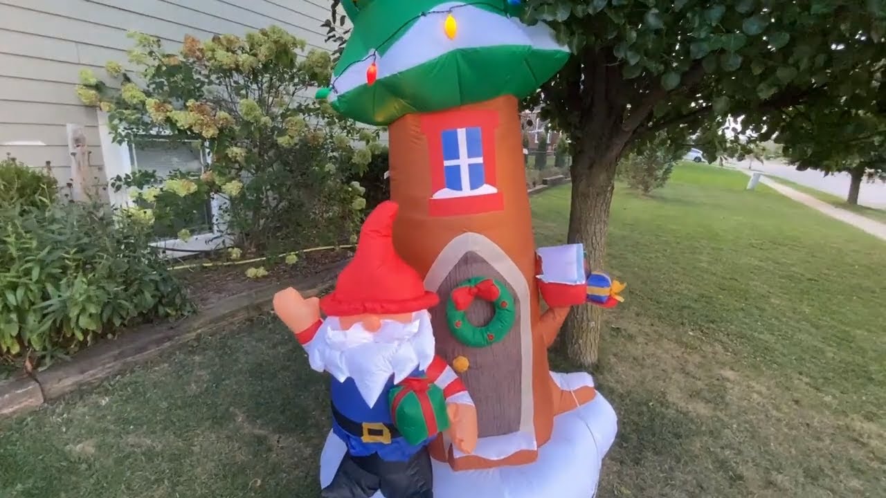 Gemmy Gnome House Christmas Inflatable unboxing & Review Home Depot