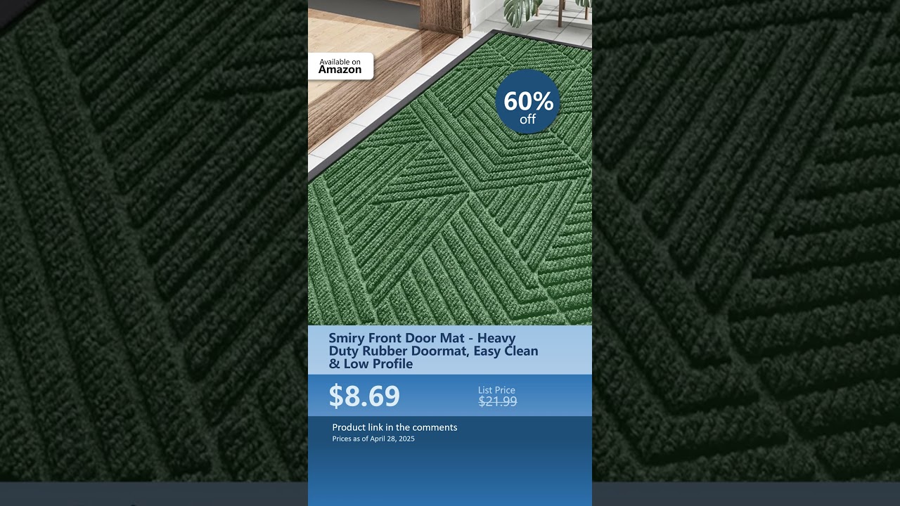 Smiry Front Door Mat - Heavy Duty Rubber Doormat, Easy Clean & Low Profile