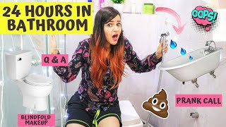 LIVING IN BATHROOM FOR 24 HOURS CHALLENGE🚽(HARD)