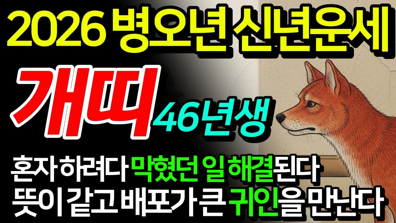 (소름돋는 반전)46년생 개띠 2026 신년운세 힘들게 살아온 병술생 입춘 전에 이렇게 해보세요