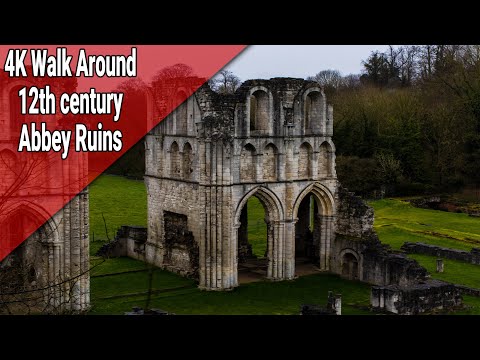 4K Woodland & Waterfall Nature Walk By Gothic Abbey Ruins