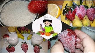 طريقة عمل عصير الموز بالفراولة المجمدة jus de fraise  منعش و سهل التحضير لشهر رمضان 