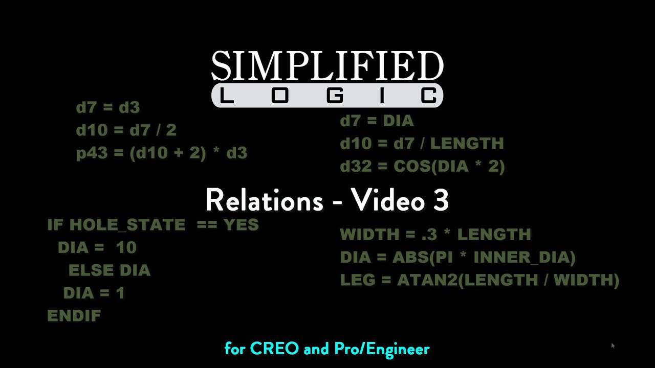 RELATIONS for CREO & Pro/E - Video 3 - YouTube
