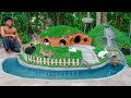 Rescue rabbit and turtle build hobbit house and turtle pond as pet building