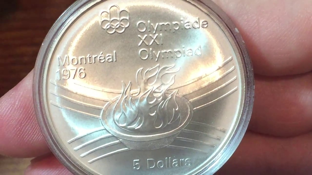 Canada 5 Dollars 1976 Olympic Flame Large Silver Coin Of The Week 