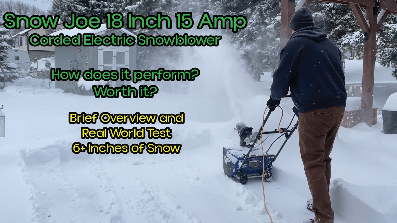 Snow Joe 18 Inch 15 Amp Corded Electric Snowblower Brief Review and Demonstration 6 Inches Snow
