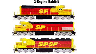 SPSF SD45-2 Southern Pacific SD45T-2 Santa Fe SD40-2 3-Engine Exhibit #130 Andy Fletcher #Railroad