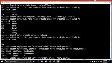 Dml (insert, update, delete) tcl (commit, rollback) practice in Sqlite.