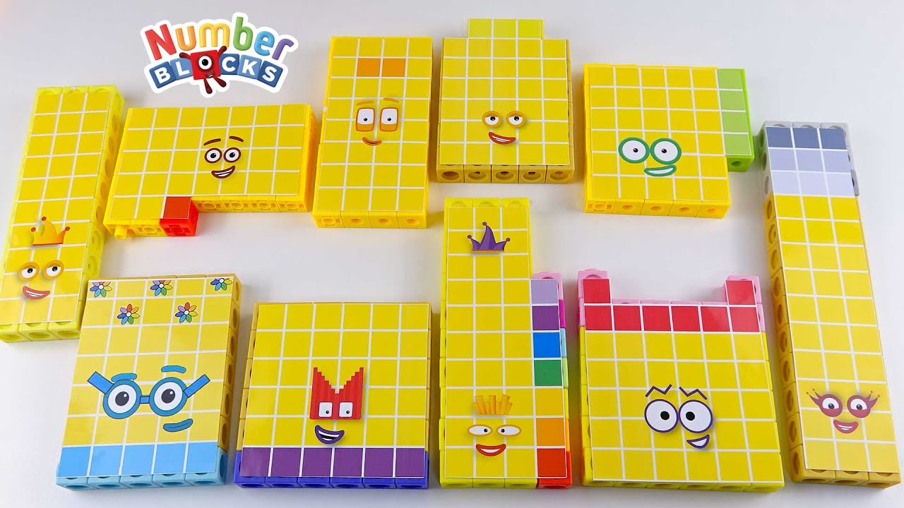 スクラップキューブ Numberblocks Mathlink Cubes 30-39 Building Custom Set with Sticker
