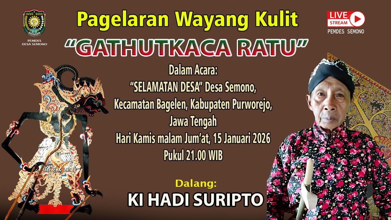 Pagelaran Wayang Kulit Dalam Rangka Selamatan Desa Semono Tahun 2026