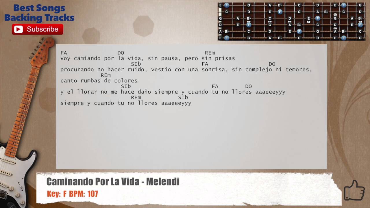 🎸 Caminando Por la Vida - Melendi Guitar Backing Track with chords and