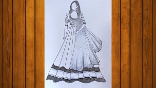 how to draw anarkali dress drawing  Indian wear drawing  YouTube