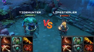 Dota 2 | Tidehunter vs Lifestealer lvl 30 | Normal Attacks Only | Same Full Items