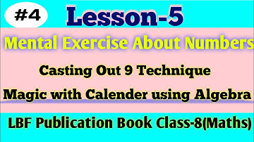 Maths Lesson-5 Mental Exercise About Numbers||Casting Out 9 Method & Magic with Calendars||