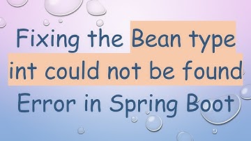 Fixing the Bean type int could not be found Error in Spring Boot