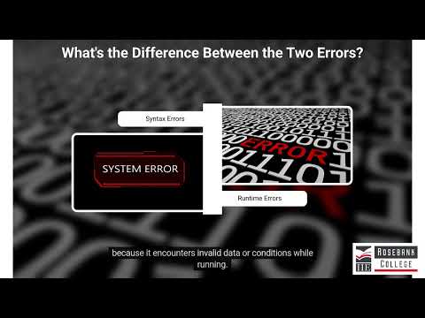 Explain the differences between syntax errors and runtime errors (LU8/LO9)