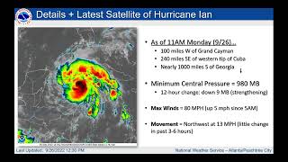 NWS Atlanta Special Weather Briefing #1 on Hurricane Ian - 12:30 PM Monday (9/26)